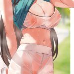 暑すぎて汗だくでｲﾛｲﾛ濡れ透け──の女の子画像💦