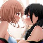 「大好き♡」くちびるを離した後に唾液が糸引いちゃう、濃いめ百合ちゅっちゅの画像♪